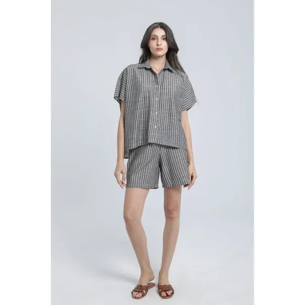 Short en lin rayé - Estelle