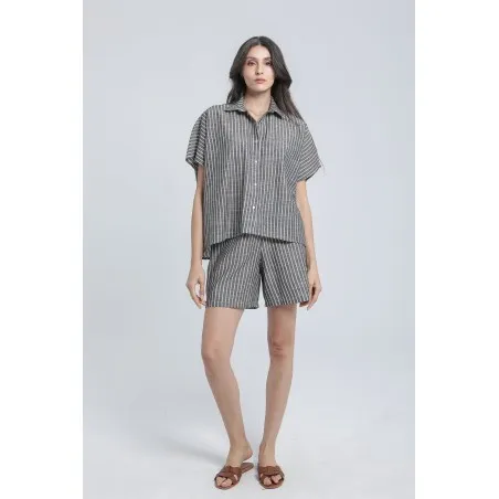 Short en lin rayé - Estelle