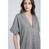 Robe longue à rayures fines en lin - Estelle