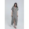 Robe longue à rayures fines en lin - Estelle