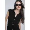 Robe noire ajustée à boutons dorés - Estelle